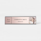 バラ金ゴールド写真エレガントビジネスロゴ デスクネームプレート (正面)