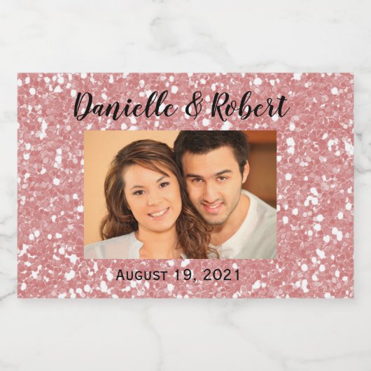 バラ金ゴールド写真結婚のミニワきらめくイン特典 スパークリングワインラベル (シングルラベル)