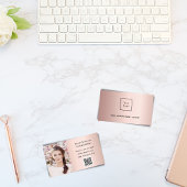 バラ金ゴールド写真QRコードエレガントメス 名刺