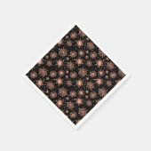 バラ金ゴールド冬の雪の結晶オンブラック スタンダードカクテルナプキン (角)