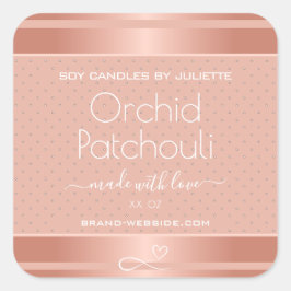 バラ金ゴールド効果ピンクしょうゆキャンドル包装ラベル スクエアシール