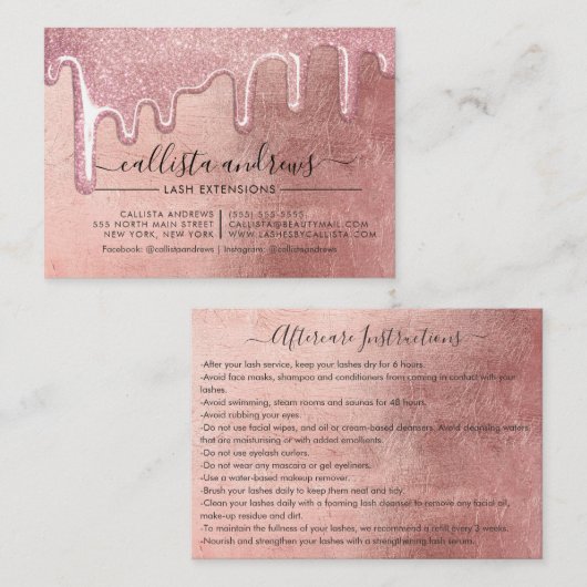 バラ金ゴールド厚いグリッタードリップスブラッシュアフターケア 名刺 (正面/裏面)