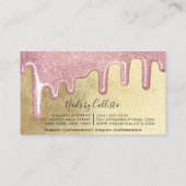 バラ金ゴールド厚いグリッタードリップポーランド爪、 ネイル 名刺 (裏面)