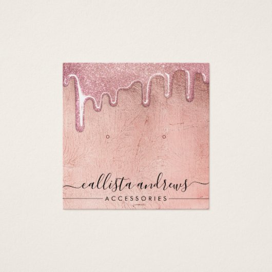 バラ金ゴールド厚型グリッタードリップスイヤリングディスプレイ (正面)