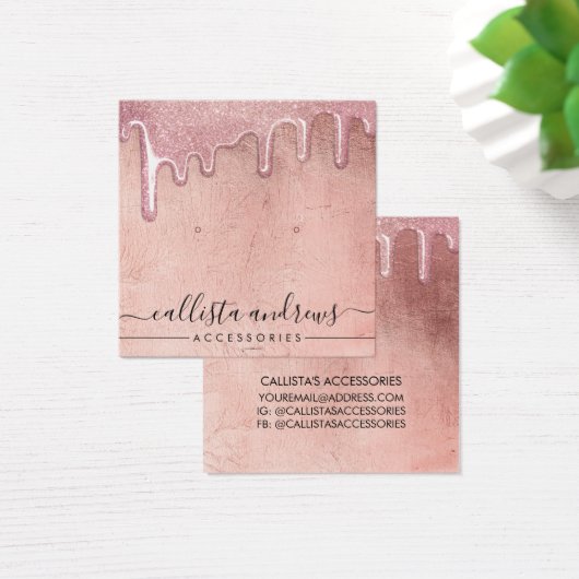 バラ金ゴールド厚型グリッタードリップスイヤリングディスプレイ (デスク)