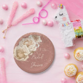 バラ金ゴールド及びアイボリーバラエレガントブライダルシャワー ペーパープレート (パーティー)