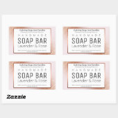 バラ金ゴールド及びピンクの手作り石鹸ラベル 長方形シール (シート)