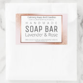 バラ金ゴールド及びピンクの手作り石鹸ラベル 長方形シール (バッグ)