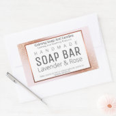 バラ金ゴールド及びピンクの手作り石鹸ラベル 長方形シール (封筒)