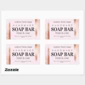 バラ金ゴールド及びピンクの手作り石鹸ラベル 長方形シール (シート)