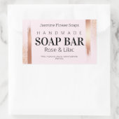 バラ金ゴールド及びピンクの手作り石鹸ラベル 長方形シール (バッグ)