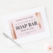 バラ金ゴールド及びピンクの手作り石鹸ラベル 長方形シール (封筒)