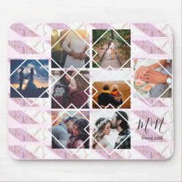 バラ金ゴールド及びピンクマーブルパーソナライズされた名前をカスタムする マウスパッド