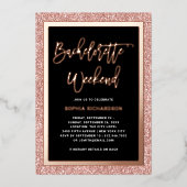 バラ金ゴールド及びフェイクグリッター |バチェロレッテ週末 箔招待状 (正面)