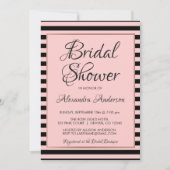 バラ金ゴールド及びブラックストライプブライダルシャワー 招待状 (正面)