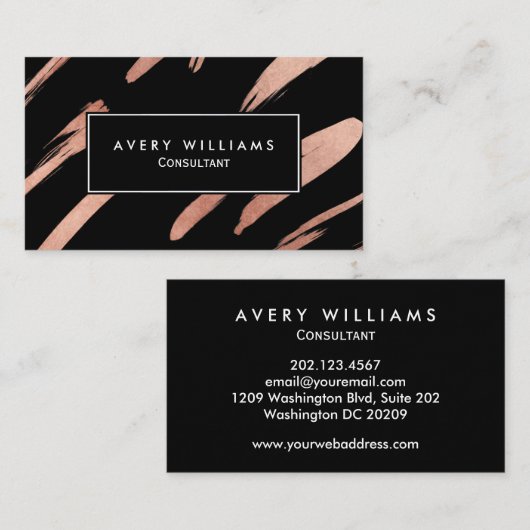 バラ金ゴールド及びブラックモダン抽象芸術プロフェッショナル 名刺 (正面/裏面)