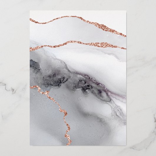 バラ金ゴールド及びホワイトアゲ結婚ート箔招待状 箔招待状 (裏面)