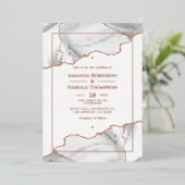 バラ金ゴールド及びホワイトアゲ結婚ート箔招待状 箔招待状 (立ち正面)