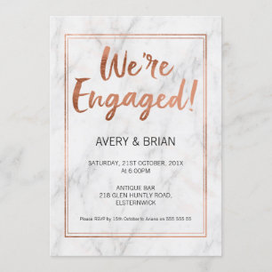 バラ金ゴールド及び大理石婚約招待状 招待状