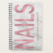 バラ金ゴールド及び白大理石爪、 ネイルアポイントメント帳 プランナー手帳 (正面)