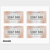 バラ金ゴールド及び白木手作り石鹸ラベル 長方形シール (シート)