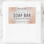 バラ金ゴールド及び白木手作り石鹸ラベル 長方形シール (バッグ)