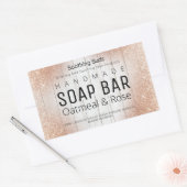 バラ金ゴールド及び白木手作り石鹸ラベル 長方形シール (封筒)