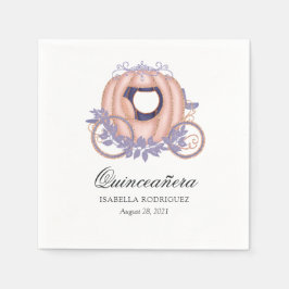 バラ金ゴールド及び薄紫グリッタープリンセスキンセアニラ スタンダードカクテルナプキン