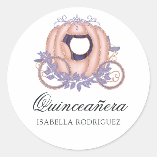 バラ金ゴールド及び薄紫グリッタープリンセスキンセアニラ ラウンドシール (正面)