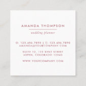 バラ金ゴールド及び赤面ダイヤモンドウェディングプランナー スクエア名刺 (裏面)