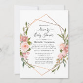 バラ金ゴールド及び赤面ピンクのシャワー駆動 招待状 (正面)