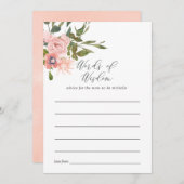 バラ金ゴールド及び赤面ピンクブライダルシャワーアドバイス アドバイスカード (正面/裏面)