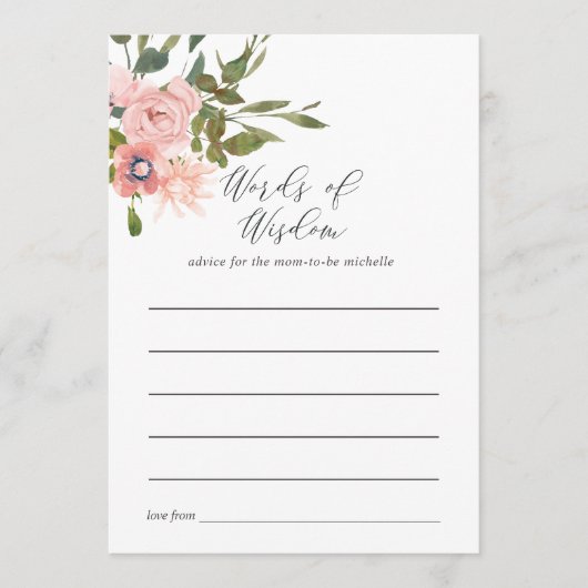 バラ金ゴールド及び赤面ピンクブライダルシャワーアドバイス アドバイスカード (正面)