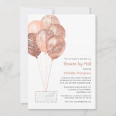 バラ金ゴールド及び赤面ベビー又はブライダルシャワー別郵便 招待状 (正面)