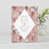 バラ金ゴールド及び赤面ワインテイスティングブライダルシャワー 招待状 (スタンド正面)