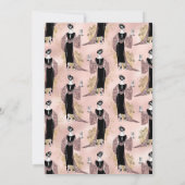 バラ金ゴールド及び赤面ワインテイスティングブライダルシャワー 招待状 (裏面)