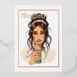 バラ金ゴールド及び赤面誕生日茶パーティー 箔招待状