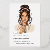 バラ金ゴールド及び赤面誕生日茶パーティー 箔招待状 (裏面)