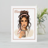 バラ金ゴールド及び赤面誕生日茶パーティー 箔招待状 (立ち正面)