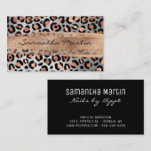 バラ金ゴールド及び銀箔ヒョウのブラシストローク 名刺 (正面/裏面)