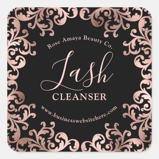 バラ金ゴールド及び黒フレームエレガントラッシュクリーナー スクエアシール (正面)