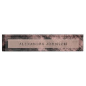 バラ金ゴールド及び黒モダン金属箔 デスクネームプレート (正面)