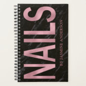 バラ金ゴールド及び黒大理石爪、 ネイルアポイントメント帳 プランナー手帳 (正面)