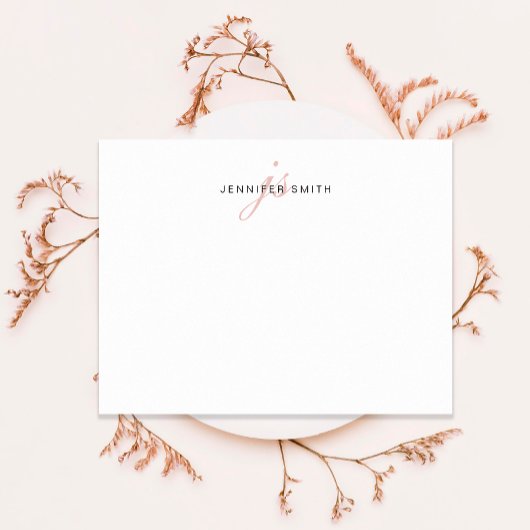 バラ金ゴールド及び黒書道フェミニンモノグラム ノートカード