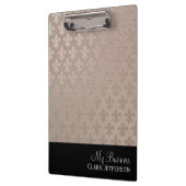 バラ金ゴールド及び黒色（紋章の）フラ・ダ・リ金属パターン クリップボード (左)