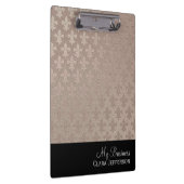 バラ金ゴールド及び黒色（紋章の）フラ・ダ・リ金属パターン クリップボード (右)