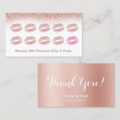 バラ金ゴールド口紅化粧アーティスト美しいサロン ロイヤリティカード (正面/裏面)