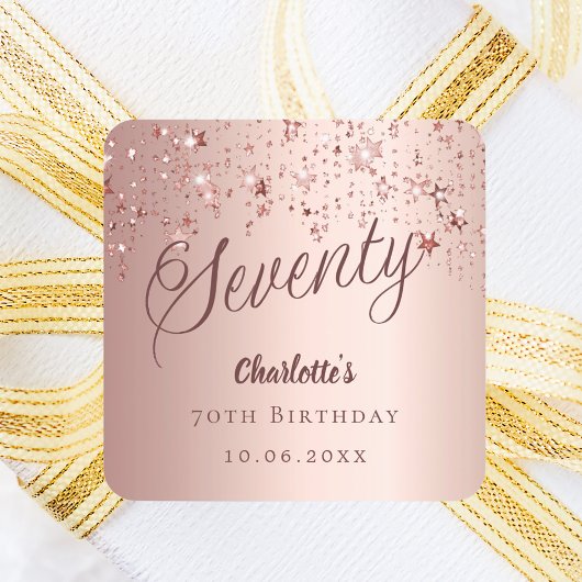 バラ金ゴールド台本スター70歳の誕生日 スクエアシール