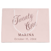 バラ金ゴールド名スクリプト21st birthday ラージペーパーバッグ (正面)