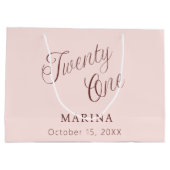 バラ金ゴールド名スクリプト21st birthday ラージペーパーバッグ (裏面)